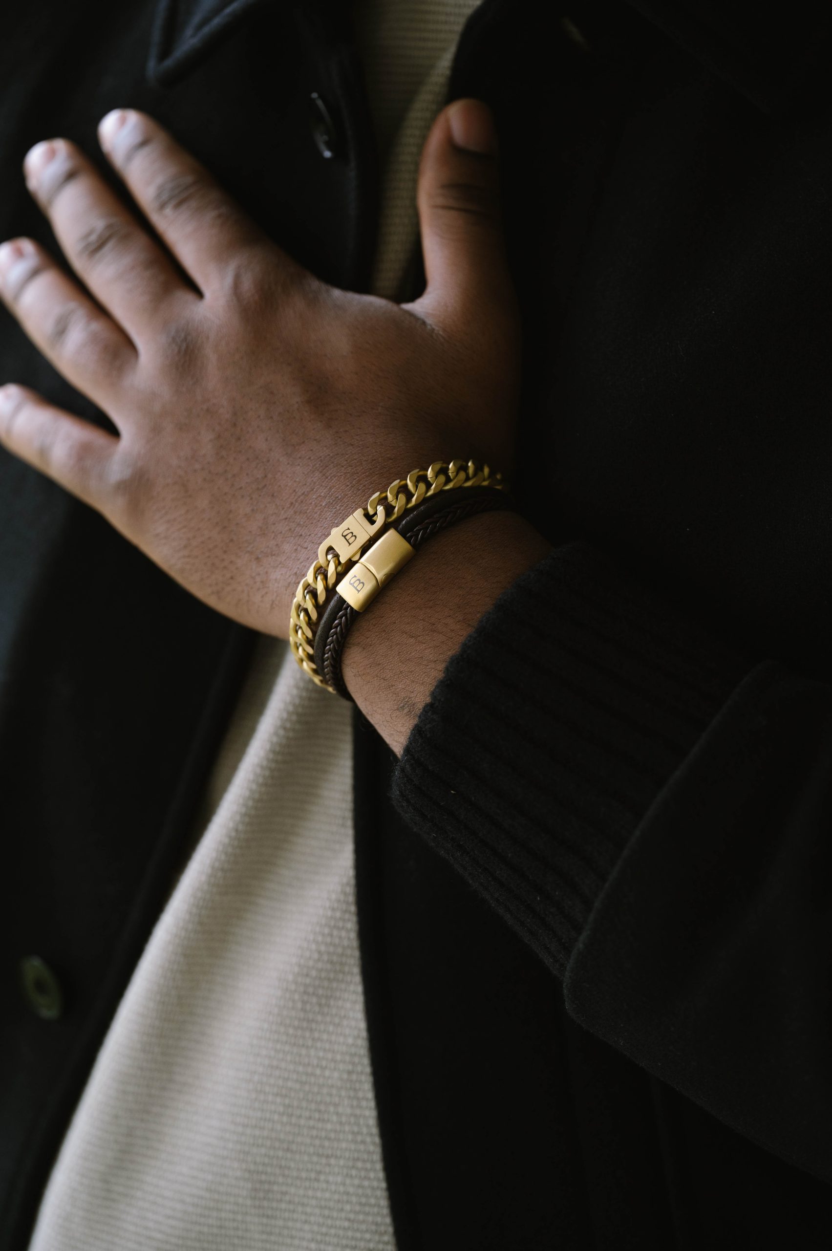 Steel & Barnett Brown Gold Denby Leather Bracelet