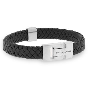 Steel & Barnett Black Harrison Leather Bracelet