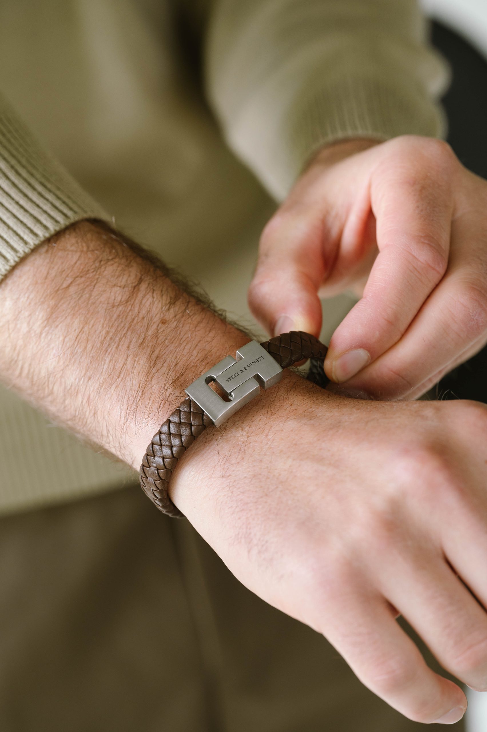 Steel & Barnett Brown Harrison Leather Bracelet