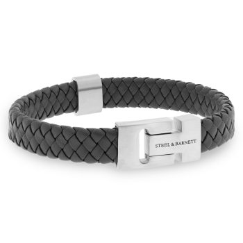 Steel & Barnett Dark Grey Harrison Leather Bracelet