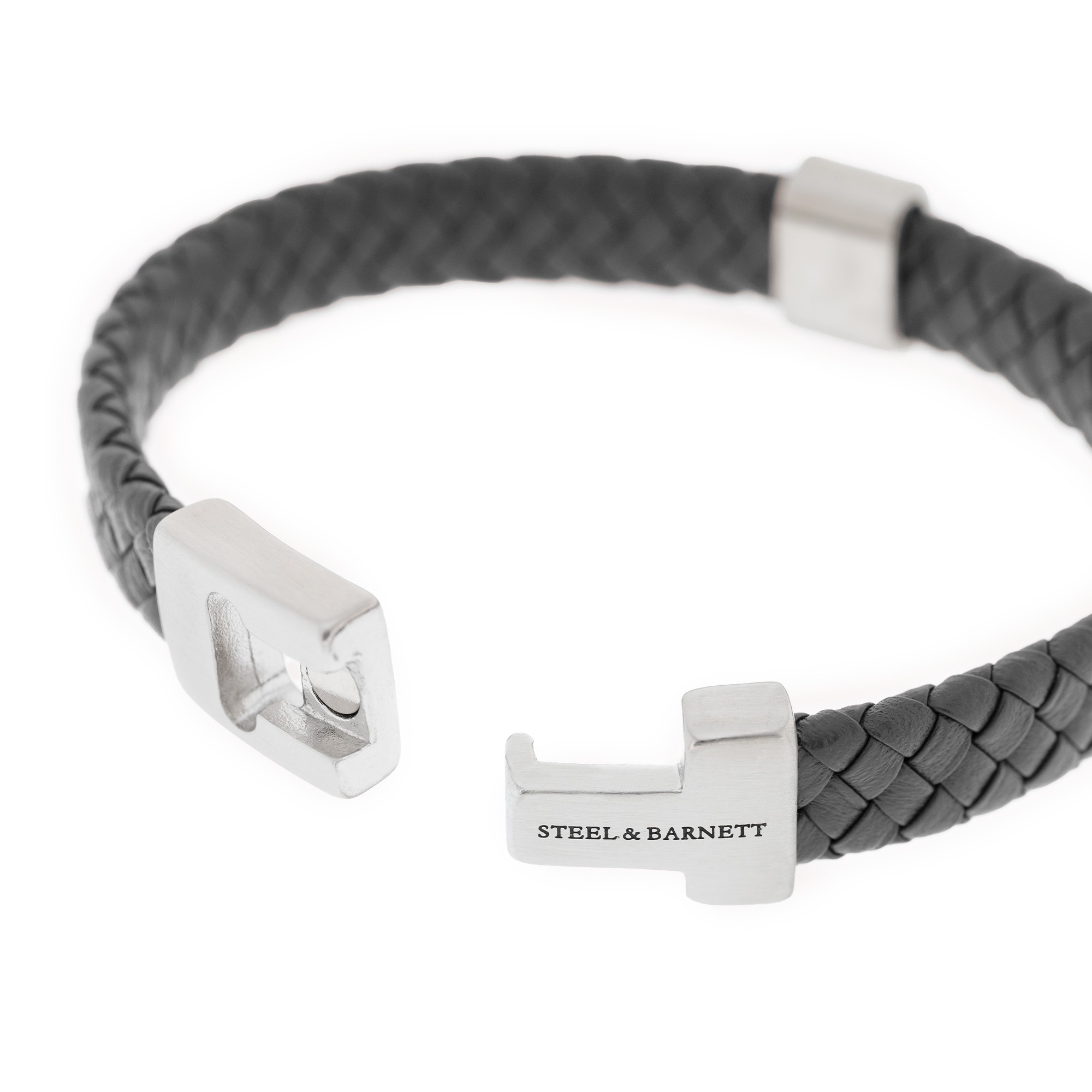 Steel & Barnett Dark Grey Harrison Leather Bracelet