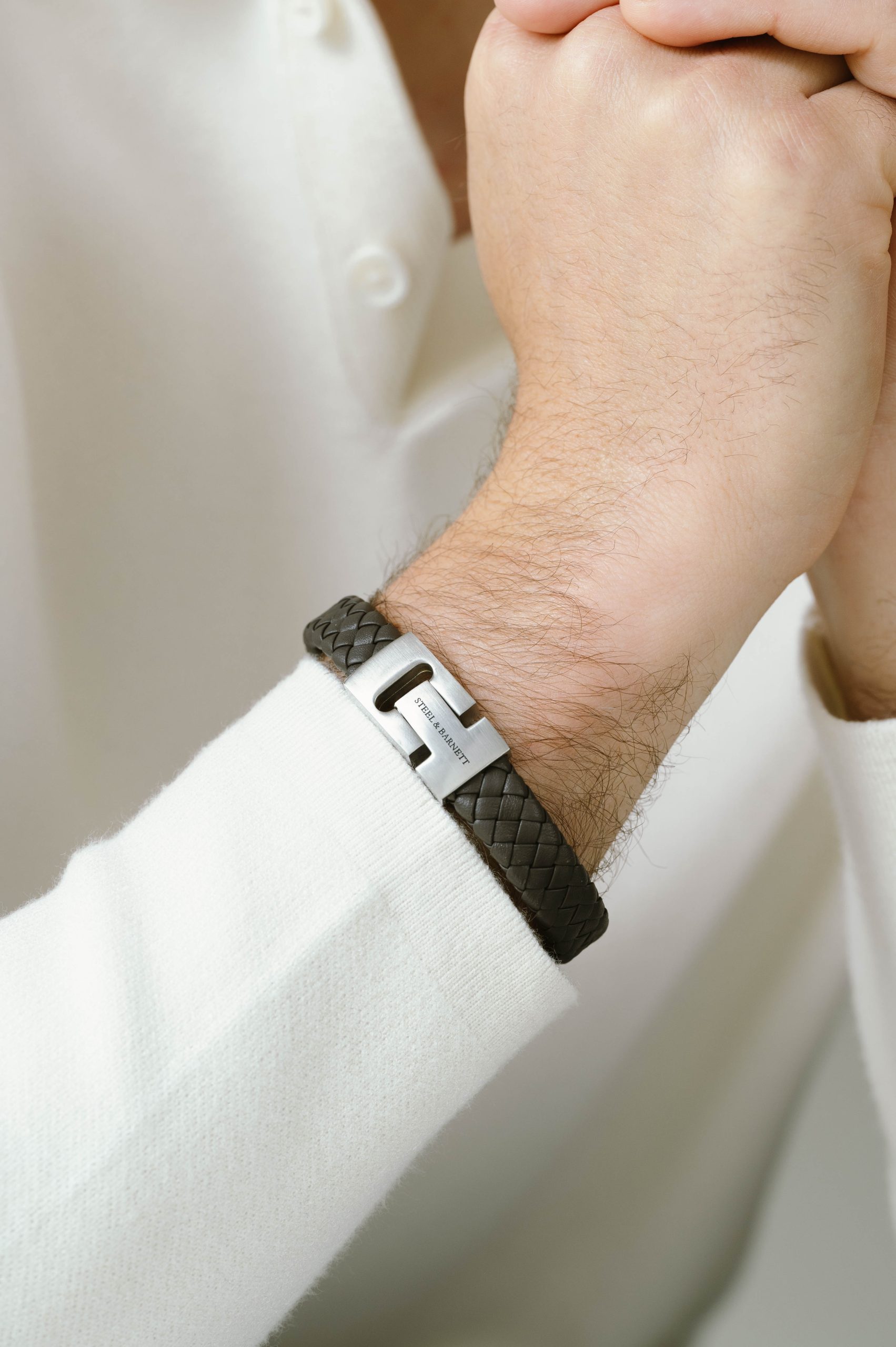 Steel & Barnett Dark Grey Harrison Leather Bracelet