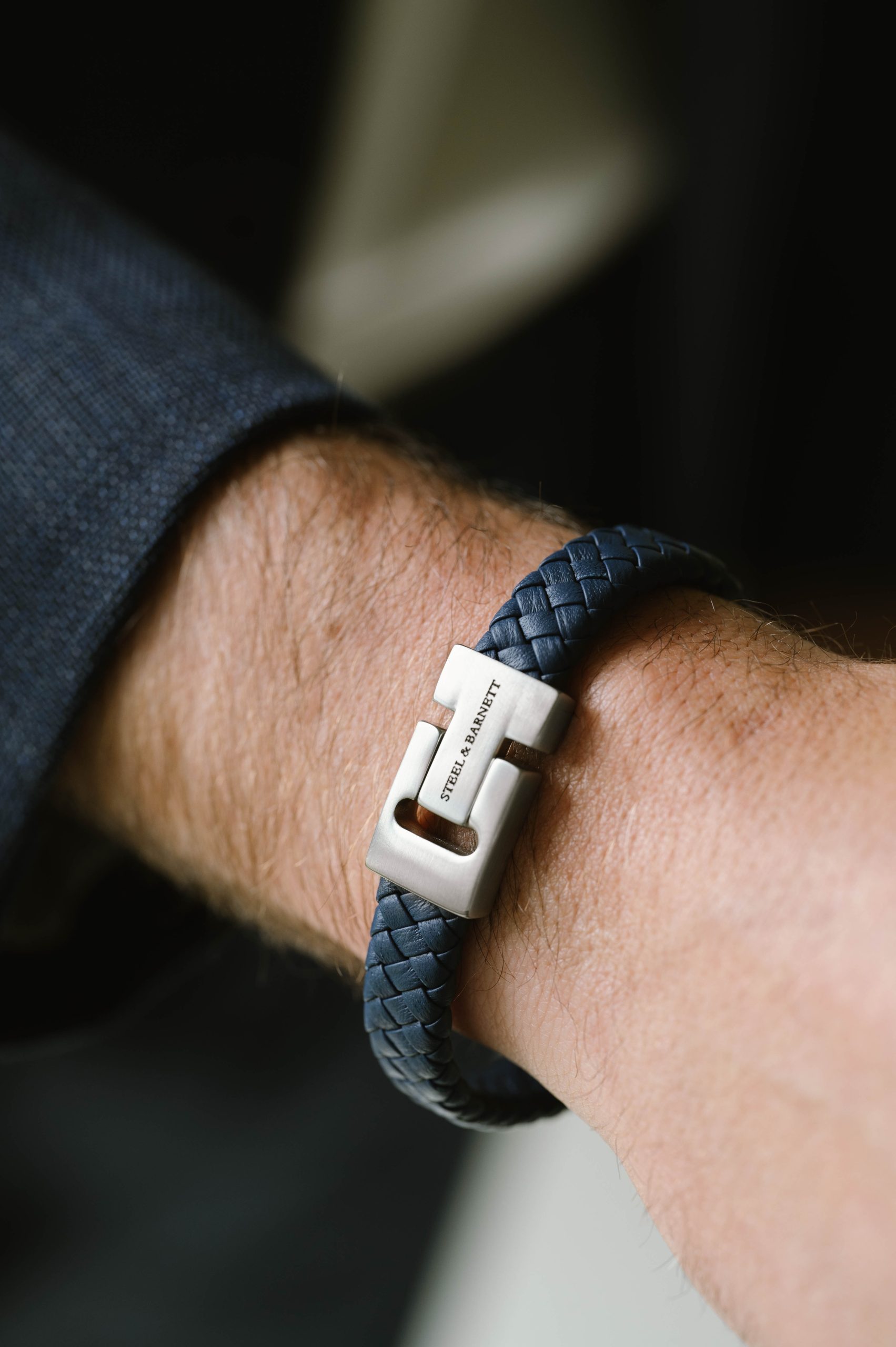 Steel & Barnett Jeans Blue Harrison Leather Bracelet
