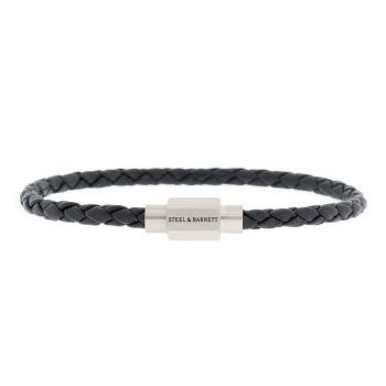 Steel & Barnett Black Luke Landon Leather Bracelet