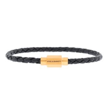 Steel & Barnett Black Gold Luke Landon Leather Bracelet