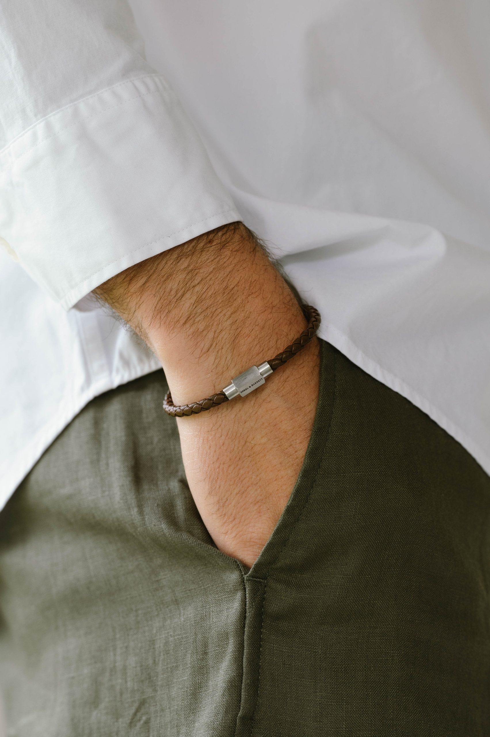 Steel & Barnett Brown Luke Landon Leather Bracelet