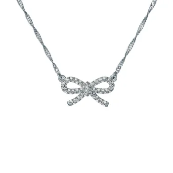 Ted Baker Silver Crystal Bow Pendant