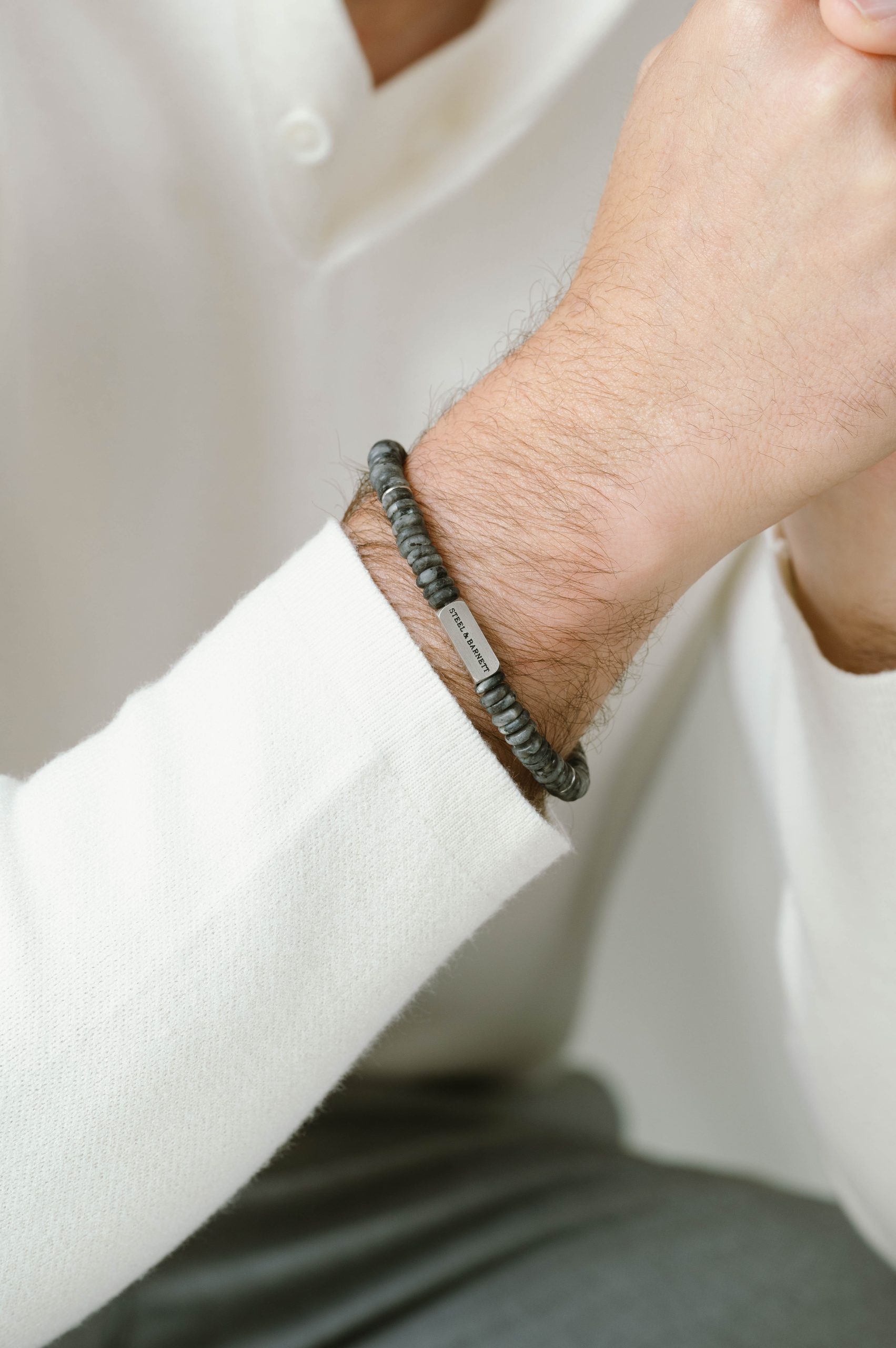Steel & Barnett Matt Labrodorite Disc Bracelet