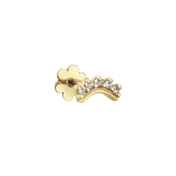 14ct Yellow Gold CZ Curved Single Screw Back Earring