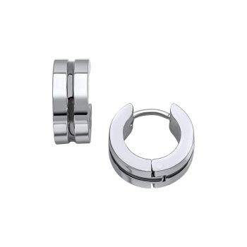 Fred Bennett Gents Silver Black Enamel Stripe Hoop