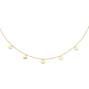 14ct Yellow Gold 5 Heart Necklet