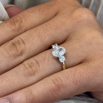 9ct Yellow Gold Cubic Zirconia Oval 3 Stone Ring