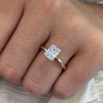 9ct Yellow Gold Emerald Cut Cubic Zirconia with Hidden Halo