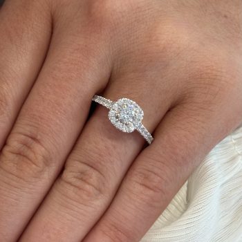 9ct Yellow Gold Cubic Zirconia Cushion Halo Ring