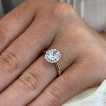 9ct Yellow Gold Cubic Zirconia Oval Halo Ring