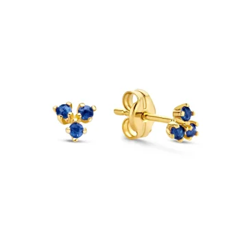 14ct Yellow Gold Sapphire Triangular Stud Earrings