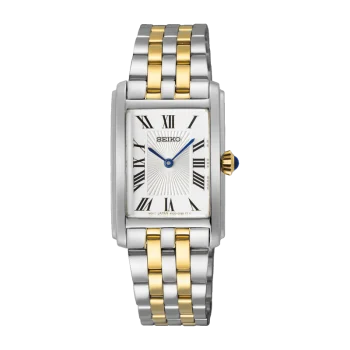 Seiko Ladies Two-Tone Rectangular White Dial Watch