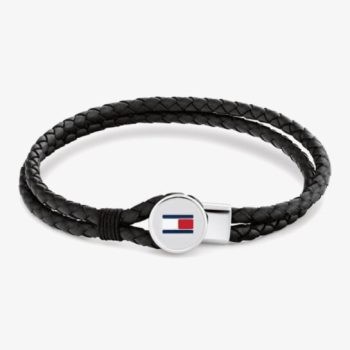 Tommy Hilfiger Gents Black Leather Bracelet