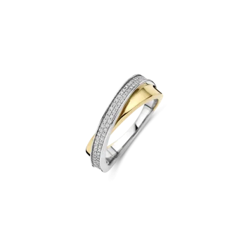 Ti Sento Milano Two-Tone Pave Criss Cross Ring