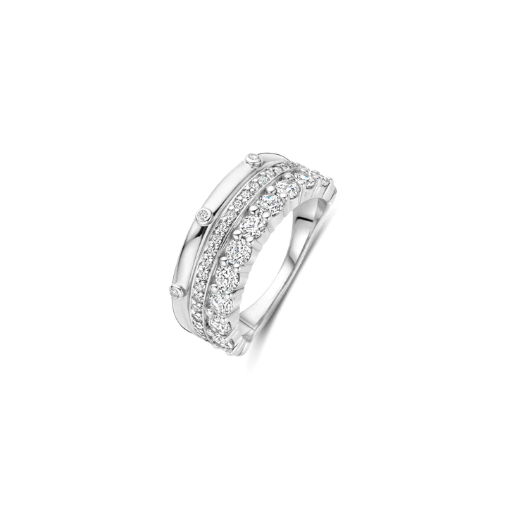 Ti Sento Milano Chunky Silver Pave Row Ring