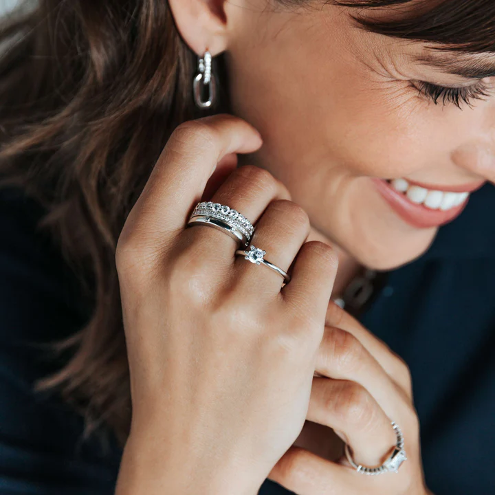 Ti Sento Milano Chunky Silver Pave Row Ring