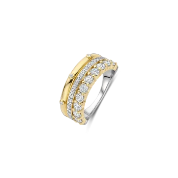 Ti Sento Milano Chunky Gold Pave Row Ring