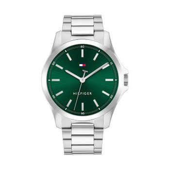 Tommy Hilfiger Gents Silver Bracelet Strap Green Dial Watch