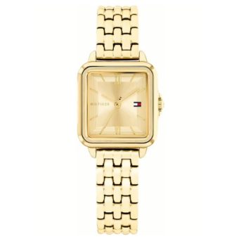 Tommy Hilfiger Ladies Gold Rectangular Watch