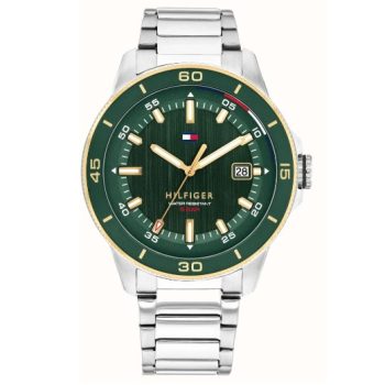 Tommy Hilfiger Gents Silver Bracelet Green Dial Watch