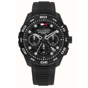 Tommy Hilfiger Gents Black Rubber Strap Watch