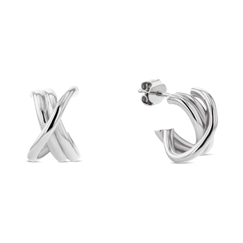 Tommy Hilfiger Ladies Silver Criss Cross Hoop Earrings