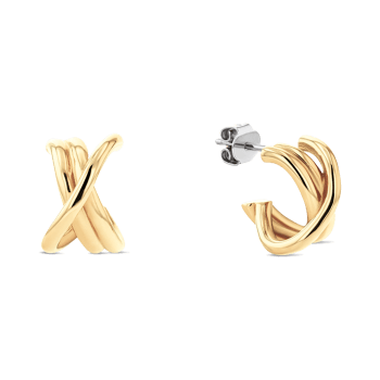Tommy Hilfiger Ladies Gold Criss Cross Hoop Earrings