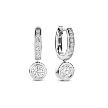 Ti Sento Milano Pave Hoop with Bezel Set Drop