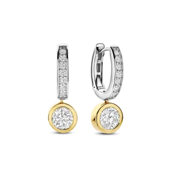 Ti Sento Milano Two-Tone Pave Hoop with Bezel Set Drop