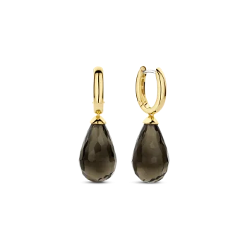 Ti Sento Milano Gold Smokey Khaki Drop Earrings