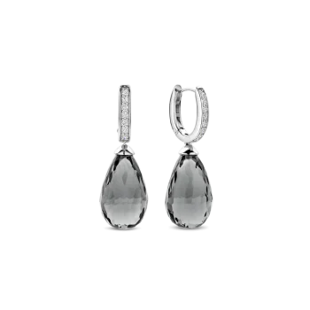 Ti Sento Milano Silver Pave Hoop with Grey Charm