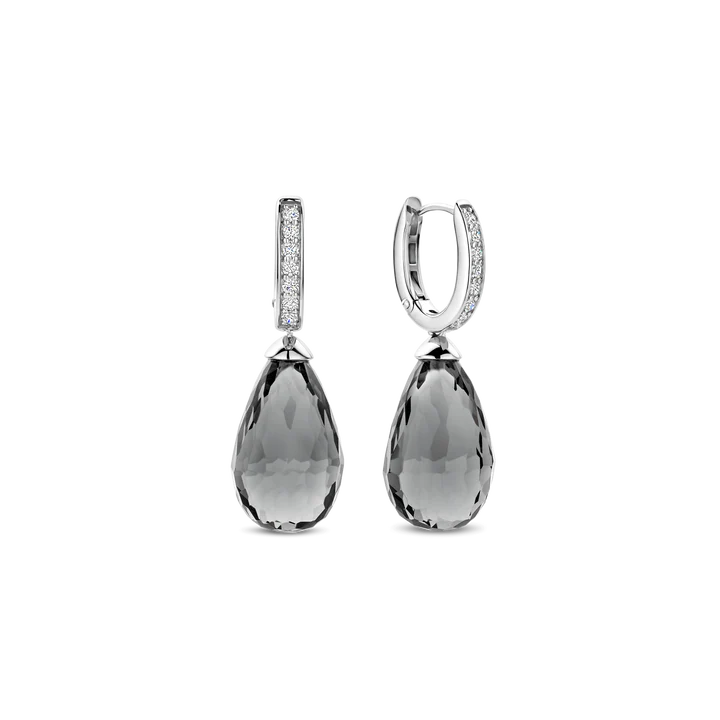 Ti Sento Milano Silver Pave Hoop with Grey Charm