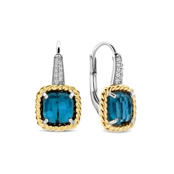 Ti Sento Milano Two-Tone Blue Cushion Drop Earrings
