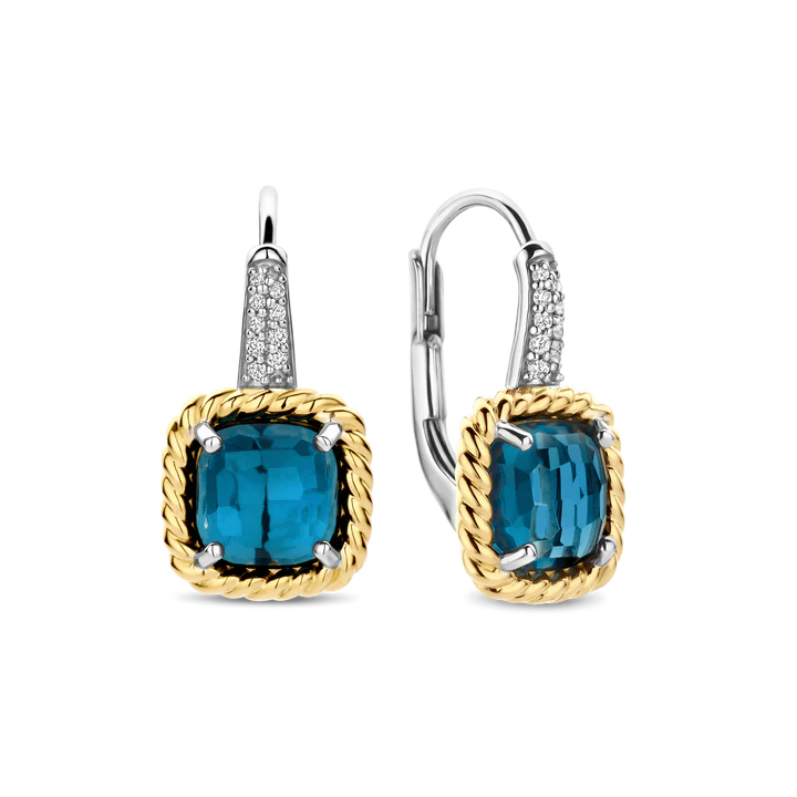Ti Sento Milano Two-Tone Blue Cushion Drop Earrings