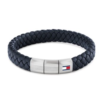 Tommy Hilfiger Gents Chunky Navy Braided Leather Bracelet