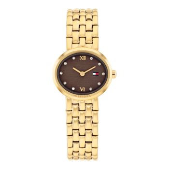 Tommy Hilfiger Ladies Gold Strap Brown Dial Watch