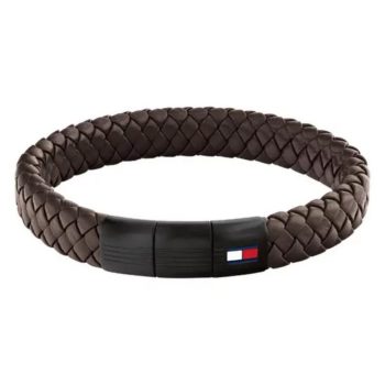 Tommy Hilfiger Gents Chunky Brown Braided Leather Bracelet