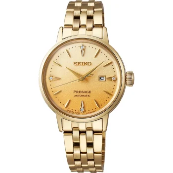 Seiko Ladies Silver Cocktail Time Gold Presage Automatic Watch
