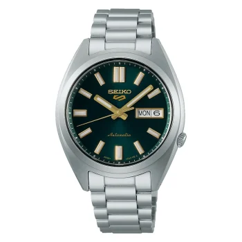 Seiko 5 Gents Silver Green Dial Automatic Watch