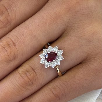 9ct Yellow Gold Lab Ruby and Lab Diamond Ring