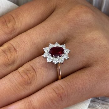 9ct Yellow Gold Lab Ruby and Lab Diamond Ring