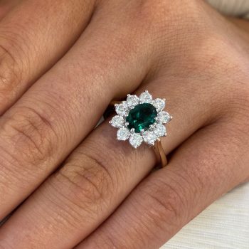 9ct Yellow Gold Lab Emerald and Lab Diamond Ring