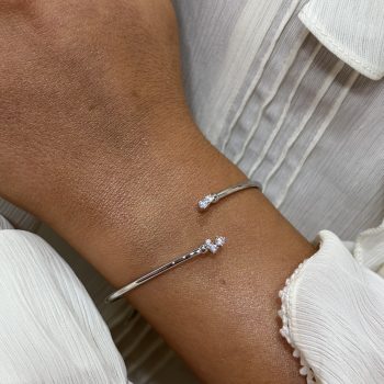 Sterling Silver Cubic Zirconia Flexi Bangle