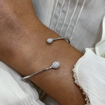 Sterling Silver Cubic Zirconia Flexi Bangle