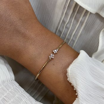 Sterling Silver Gold Plated Cubic Zirconia Flexi Bangle